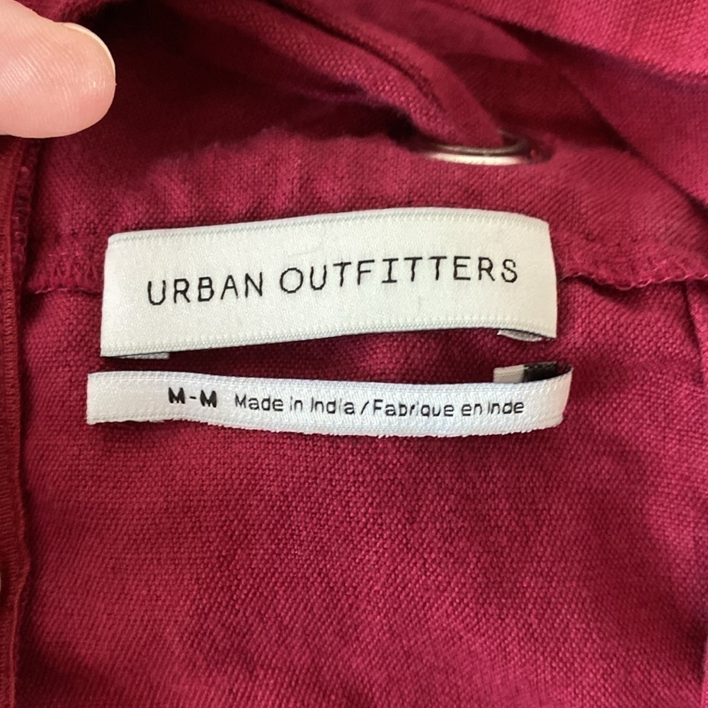 Urban Outfitters Linen Cotton Blend Open Back Dress Women’s Size Medium Maroon - Picture 10 of 10